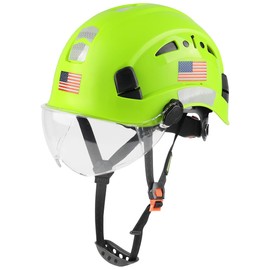 GREEN DEVIL Safety Helmet Hard Hat with Visor Chinstrap Adjustable Lightweight Vented ABS Work Helmet for Men and Women 6-Point Suspension ANSI Z89.1 Approved Ideal for Industrial & Construction