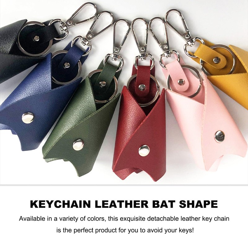 SHMZK Bat Shaped Keychain, PU Leather Bat Keys Ring Cover