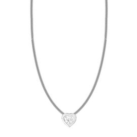 Tuscany Silver Women's Sterling Silver Cubic Zirconia Heart Pendant on Snake Chain of 41cm/16"