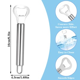 Nogeqi 2PCS Stainless Steel Beer Bottle Opener, Heavy Duty Beer Opener for Bartenders and Home, Dishwasher Safe(Silver)