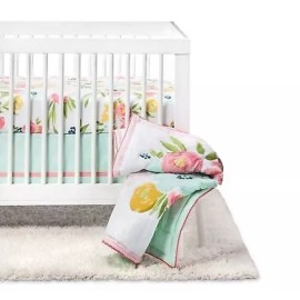 Cloud Island Crib Bedding Set Floral Fields 4pc - Cloud Island Pink/Mint New I Original Packg