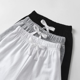 3 Pack Toddler Infant Baby Boy Sport Shorts Set Summer Solid Jogger Soft Sweat Shorts with Drawstring 18-24 Months White + Black + Grey