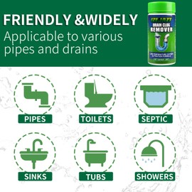 IZEJAZT Powder Type Drain Clog Remover ，Drain Cleaner Gobbler and Clog Dissolver，Smell Eliminator Remover，Shower Drain Cleaner(1-Pack)