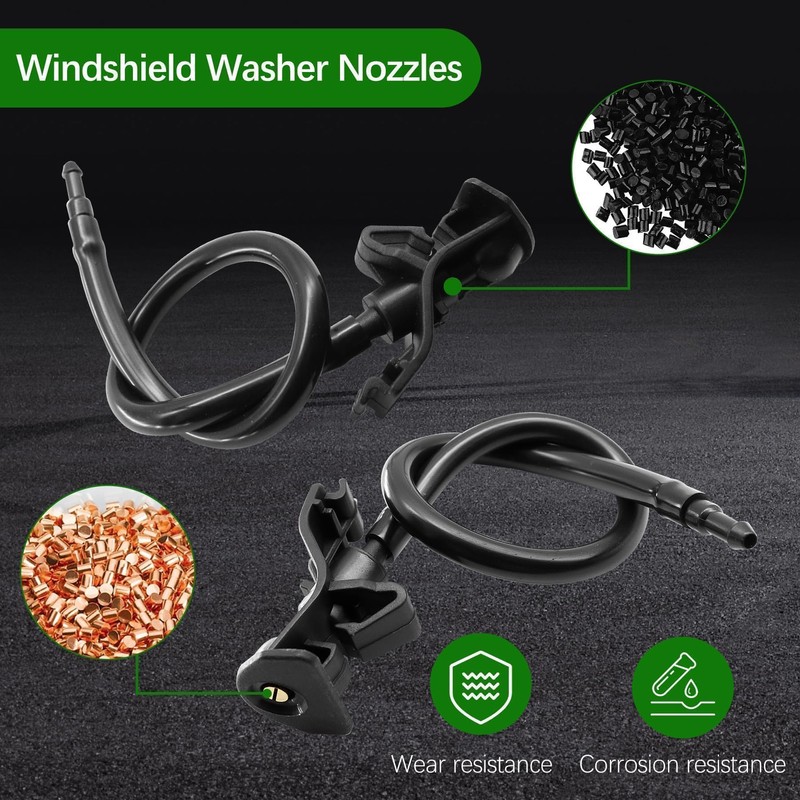 2Pcs BB5Z17603A AR3Z17603A Adjustable Windshield Washer Nozzles Hose Kit Fit