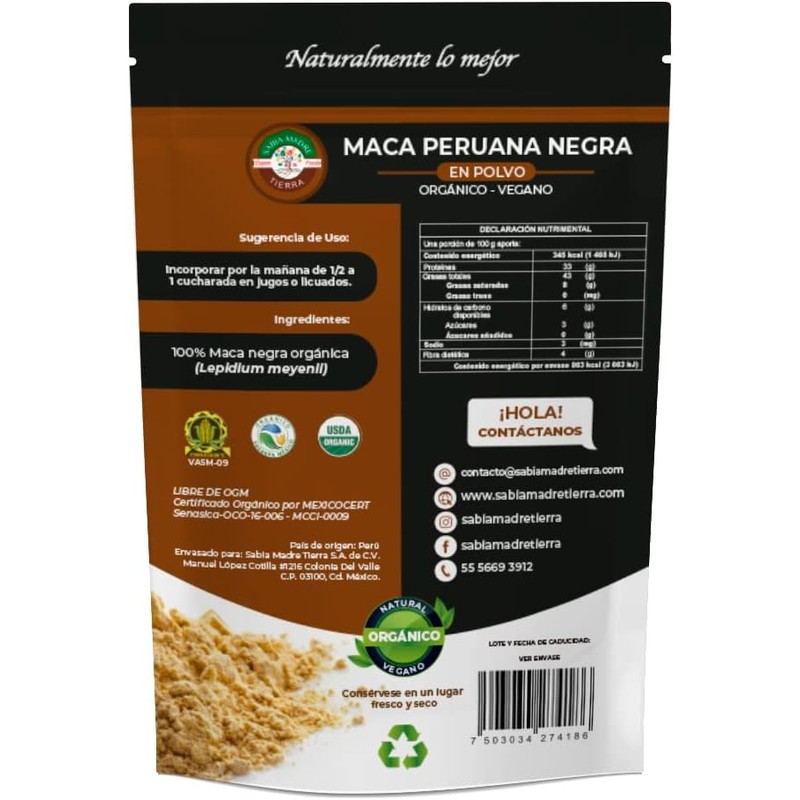 SABIA MADRE TIERRA - Maca Negra Peruana 250g - ORGANICA