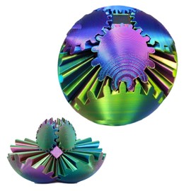Gear Ball, 6cm 3D Printed Gearsphere, Tricolor Steampunk Whirling Wonder Fidget Gear Ball, Assembled Completed Gear Sphere Fidget, Fun Gear Ball For Children Adults Stress Relief