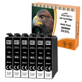 Starlet24 6 x 503XL Printer Cartridges Compatible with Epson 503XL Black Cartridges for Expression Home XP-5200 XP-5205 Workforce WF-2960 WF-2965 WF-2960DWF WF-2965DWF