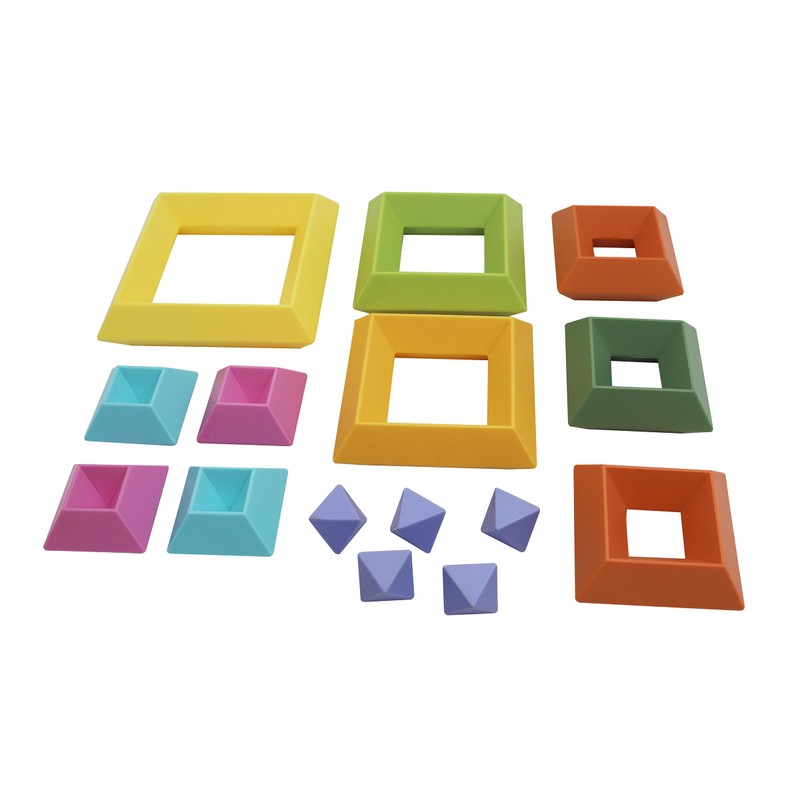 GOWI 352-00301 Rainbow Pyramid, 15 Pieces, Construction Toy