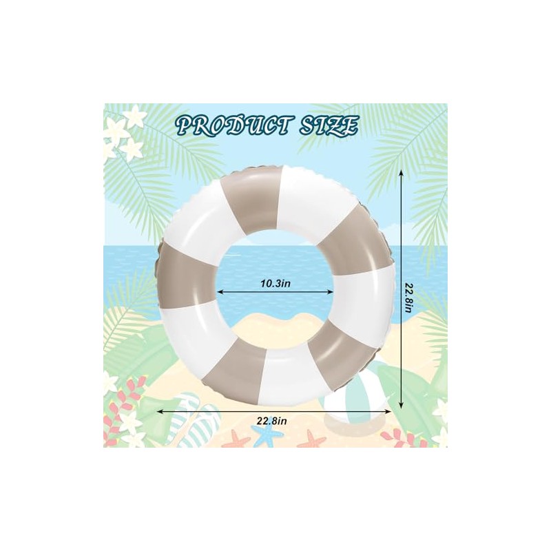 Whaline 4Pcs Inflatable Swimming Float Toy Striped Swim Ring Fun