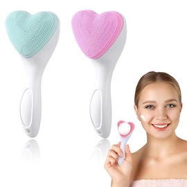 GGUFAY Katzenkrallen-Gesichtsbürste, Silikon Wasserdichte Gesichtsreinigungsbürste, Weichen Borsten Peeling Bürste Gesicht Massagegerät Tiefenreinigung Gesichtspflege (2 Stück, Rosa, Grün)