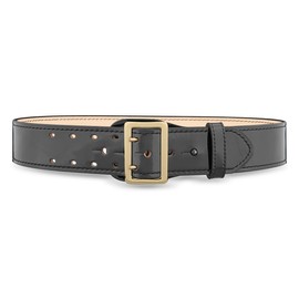 Dutyman 2-1/4" Hi-Gloss Leather Sam Browne 2-Row Stitch Duty Belt with Gold Buckle - Size 36 - Premium Clarino Leather