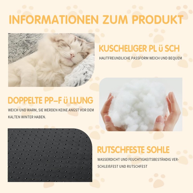 CUEMOON Fluffy Cat Bed, Round, Soft Plush, Small Dogs and