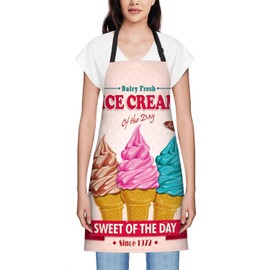 Smooffly Vintage ice cream poster design Apron Adjustable Bib Chef Aprons Cooking Apron Unisex Women Men Aprons Perfect for Home Kitchen, Baking, Gardening, Restaurant, Coffee house BBQ