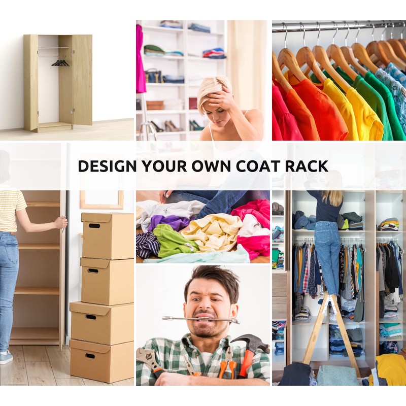 DOJA Barcelona Wardrobe Rail Round Wall Mount Hooks for Clothes