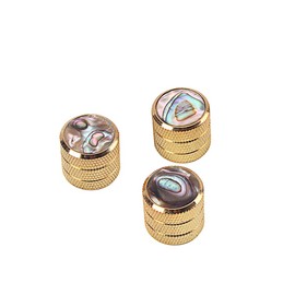 Ogdni Guitar Knobs Volume Tone Control Knobs Dome Knobs with Abalone Top for Fender Electric Guitar Bass Replacement Parts (Gold)