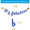 80 & Fabulous Banner,Pre-Strung,No Assembly Required,Funny Blue Paper Glitter Party