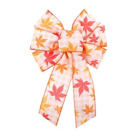 Totelux Fall Bow Decoration Maple Leaf Ribbon Bowknot Large Wreath Bows Ornament for Gift Wrapping Tree Topper Cabinets Outdoor Home Decor Autumn Thanksgiving Party Supplies