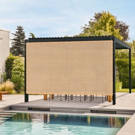 ARKOST 90% Sun Shade Cloth with Grommets, Outdoor Sun Screen Shade Cover Heavy-Duty Sun Screen Fabric Trap for Patio Lawn Garden Pergola, Wheat, 6X8 FT