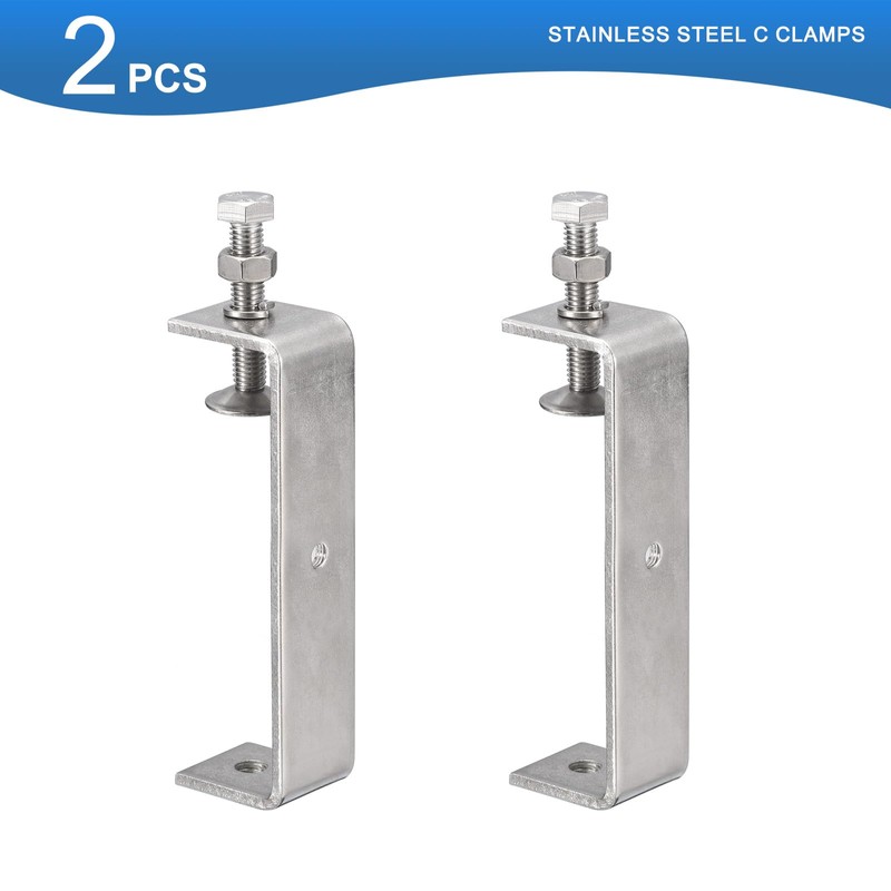 2 Pack 304 Stainless Steel C Clamps with 120mm/4.72" Stable