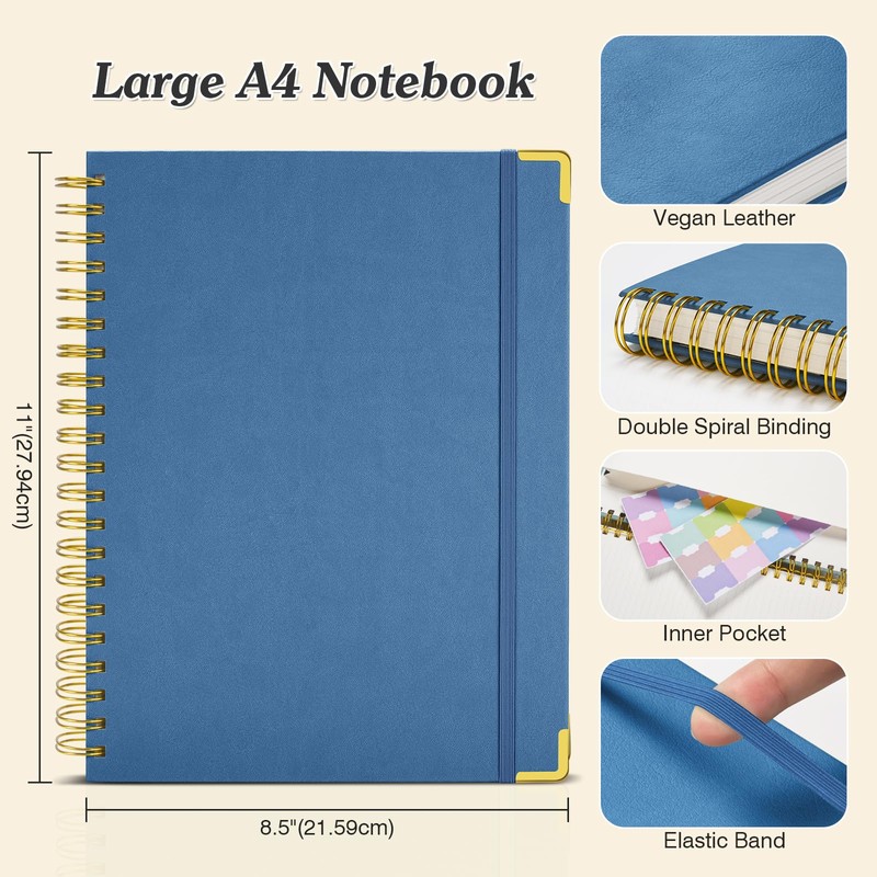 Graph Paper Notebook, Spiral Grid Notebook 8.5" X 11", Hardcover