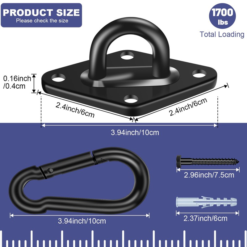 Feanron Hammock Hooks 4 Pack, Heavy Duty Hammock Hanging Kit,