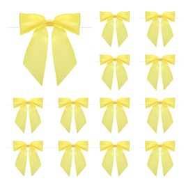 sourcing map 30 Pcs Pre-Tied Bows Satin Ribbon Bows 4.5" Twist Ties Gift Bows for Craft DIY Candy Bags Christmas Wedding Decor Party Treat Bags Yellow