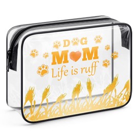 Funny Dog Mom Gifts for Women Dog Lover Gifts Dog Themed Makeup Bag Mothers Day Birthday Gifts for Dog Lover Wife Grandma Sisters Clear Cosmetic Bag Dog Mom Thank You Gift Toiletry Bag Make Up Pouch