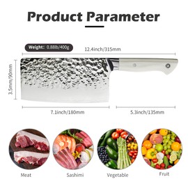 ZHANG XIAO QUAN Damascus Meat Cleaver 7”, Ultra Sharp Chinese Slice Knife Made of High Carbon Stainless Steel, Chinese Chef Knife for Meat Vegetable, Hundreds of Years of Masterful