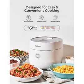 CUCKOO CR-0675FW 6-Cup (Uncooked) / 12-Cup (Cooked) Micom Rice Cooker with Nonstick Inner Pot, 13 Menu Modes, LCD Display, Fuzzy Logic Tech, Auto Clean (White)
