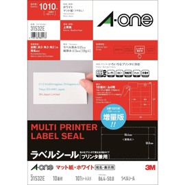 A-One 31532 Label Seals, Address Label Paper, Easy to Work Processing, 10 Sides, 101 Sheets, Type