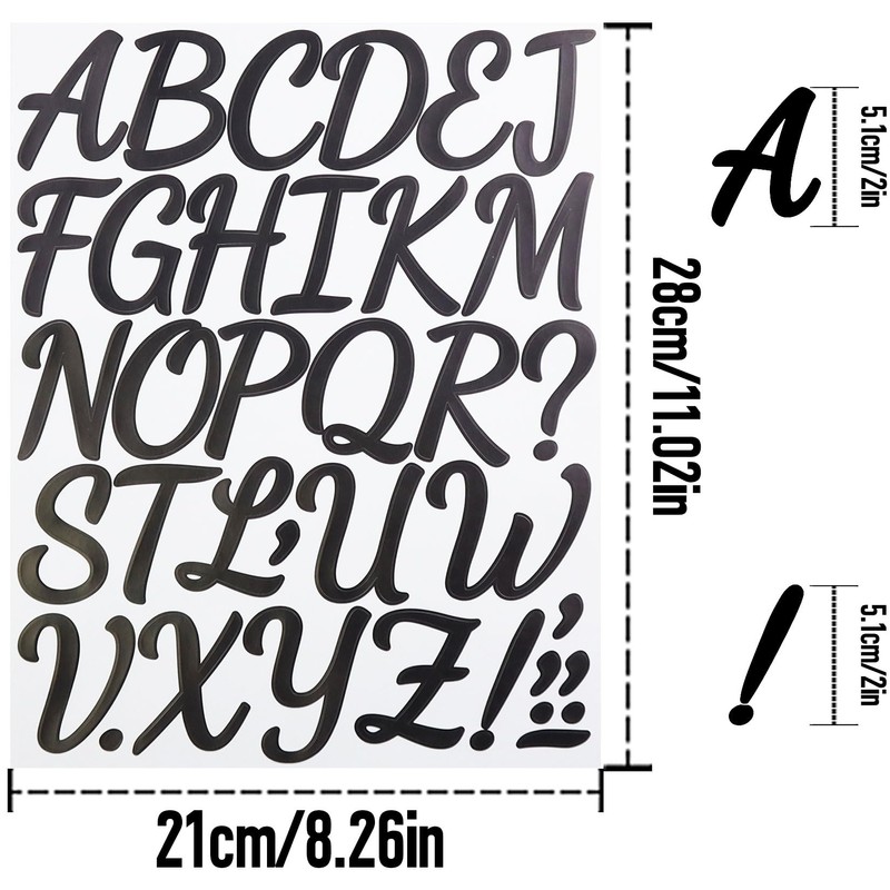2 Inch Cursive Letter Stickers 6 Sheets, CMBBZZY Alphabet Stickers
