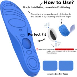 Insoles for Airtag Hidden Holder, Tracking Devise Case for Kids, Adults and Elderly, Comfortable Inserts for Shoes, Blue (175-190mm Kid 11.5-Kid 13)