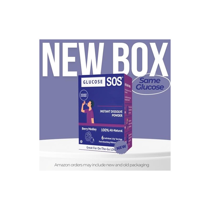 Glucosa SOS Sobres Glucose Powder Packets, Berry Flavor, 6 Count