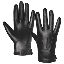 Harssidanzar Men's Leather Gloves Touchscreen With Cashmere Lined SM052UK,Black,Size L