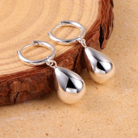 WATEFOER Drop Earrings for Women, Earrings 925 Silver Gold Drop Water Drop Earrings with Pendant Leverback Earrings Hypoallergenic Jewellery for Women and Girls, Copper, No Gemstone