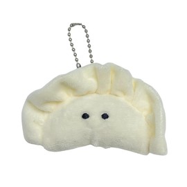 88flix Dumpling Strap Plush Keychain Keychain Gyoza Dumpling Charm Pendant Side Food Petite Carabiner, white