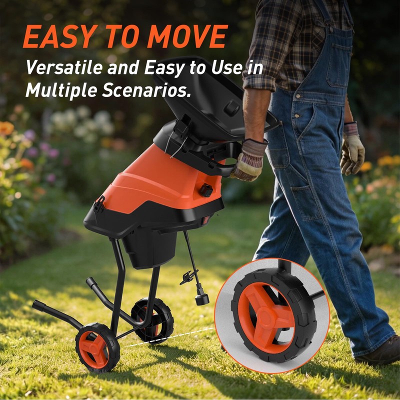 MAXLANDER Electric Wood Chipper Shredder, 15-Amp Corded Yard Mulcher with