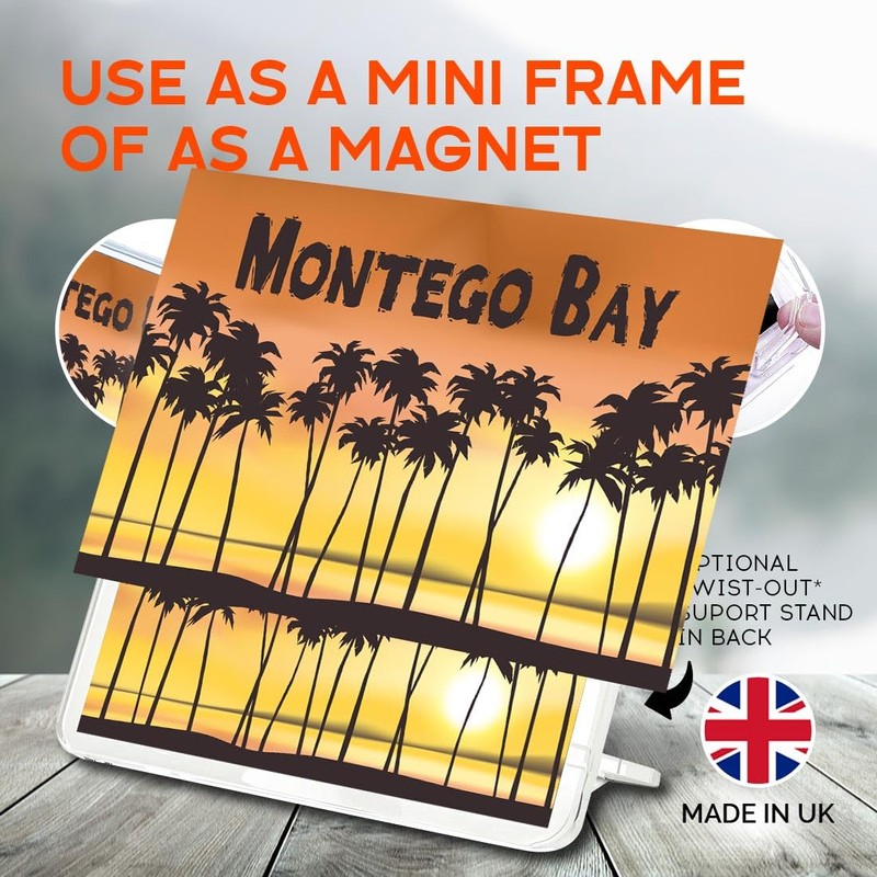 Classic Rectangle Magnet with Stand - Montego Bay Jamaica Beach