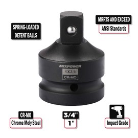 MIXPOWER 1-Inch Drive (F) to 3/4-Inch (M) Impact Socket Adapter and Reducer, Chrome Molybdenum Steel, Ball Detent, Tapered Square End…