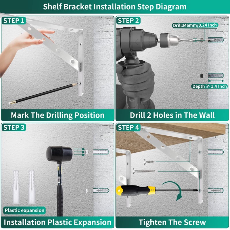 Dluno Solid Shelf Brackets 16 Inch, L Brackets Heavy Duty,