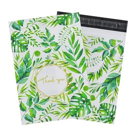 50x Poly Mailer Bag Mailing Postal Bags Gifts Shipping Wrapping Design Pattern Designer Envelope for Parcel Mail 25x33CM (10x13 Inch) - Tropical Leaves Thank You