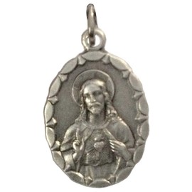 THE SACRED HEART OF JESUS AND MARY MEDAL (THE TWO SACRED HEARTS IN JUST ONE MEDAL) - 100% MADE IN ITALY (Oval Shape)