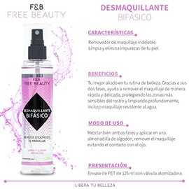 F&B FREE BEAUTY | Desmaquillante Bifásico | Remueve eficazmente el maquillaje | Limpia y elimina impurezas | 125 ml.