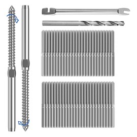 LuckIn Cable Railing Hardware, 100 Pack Right & Left Swage Lag Screws Cable Railing Kit for 1/8" Stainless Steel Cable, T316 Cable Railing System for Stair, Deck Railing Kit for Wood Post