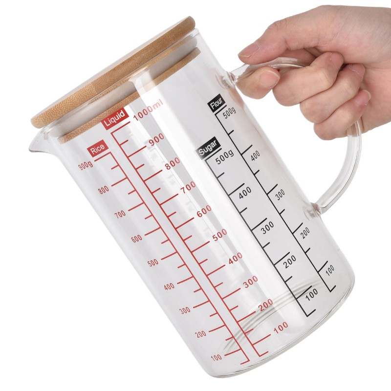 Glass Measuring Cup V Shaped Nozzle Clear Scale Comfortable Grip