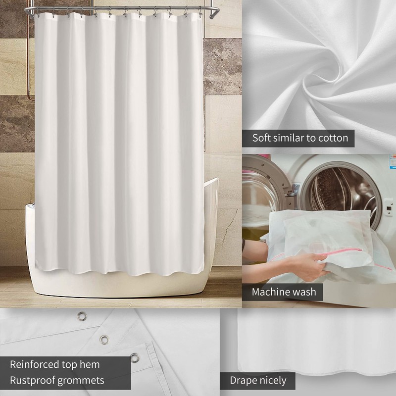 ALYVIA SPRING Extra Long Fabric Shower Curtain Liner Waterproof -