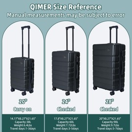 QIMER Carry on Luggage, PC Hard Shell Suitcase 22x14x9 Airline Approved TSA Lock YKK Zippered Double Spinner Wheels Lightweight Travel for Men and Women, 20 Inch Dark Gray