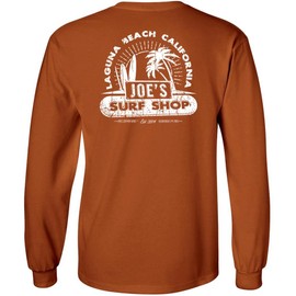 JOES SURF SHOP Men's Vintage Beach Logo Long Sleeve Tee-L-Texas/w