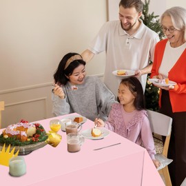 Laroder 2 Pcs Light Pink Tablecloth Disposable for Baby Shower Wedding Birthday Party Decorations Baby Pink Plastic Table Cloths for 6 to 8 Foot Rectangle Tables Picnic Table Cover 54 x 108 Inch