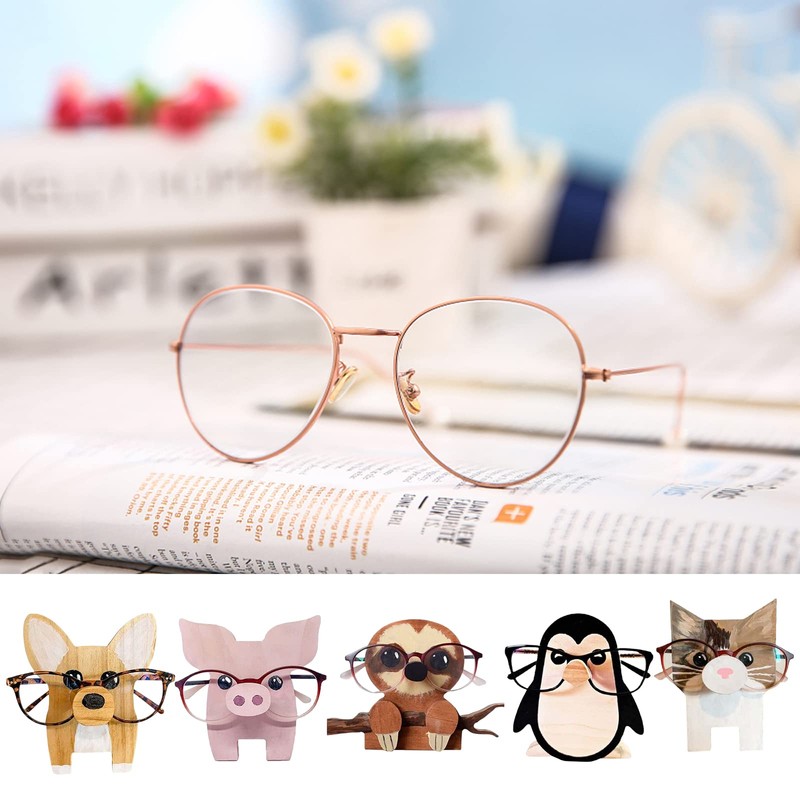 Lidzopas Wooden Piggy Glasses Holder Animal Glasses Holder Gift Home